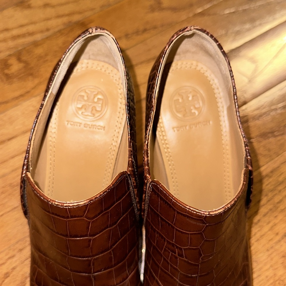 Tory Burch Georgina Croco Embossed Leather Boots 7 1/2 - Picture 10 of 17